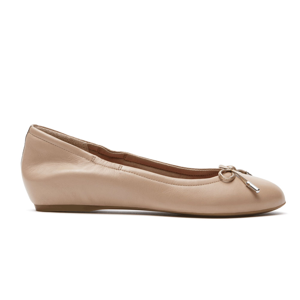 Rockport Singapore Womens Flats - Total Motion Hidden Wedge Tied Ballet Pink - HE7986253